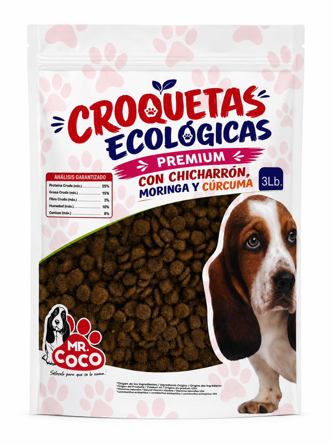Croquetas Ecológicas Premium con Chicharrón, Moringa y Cúrcuma
