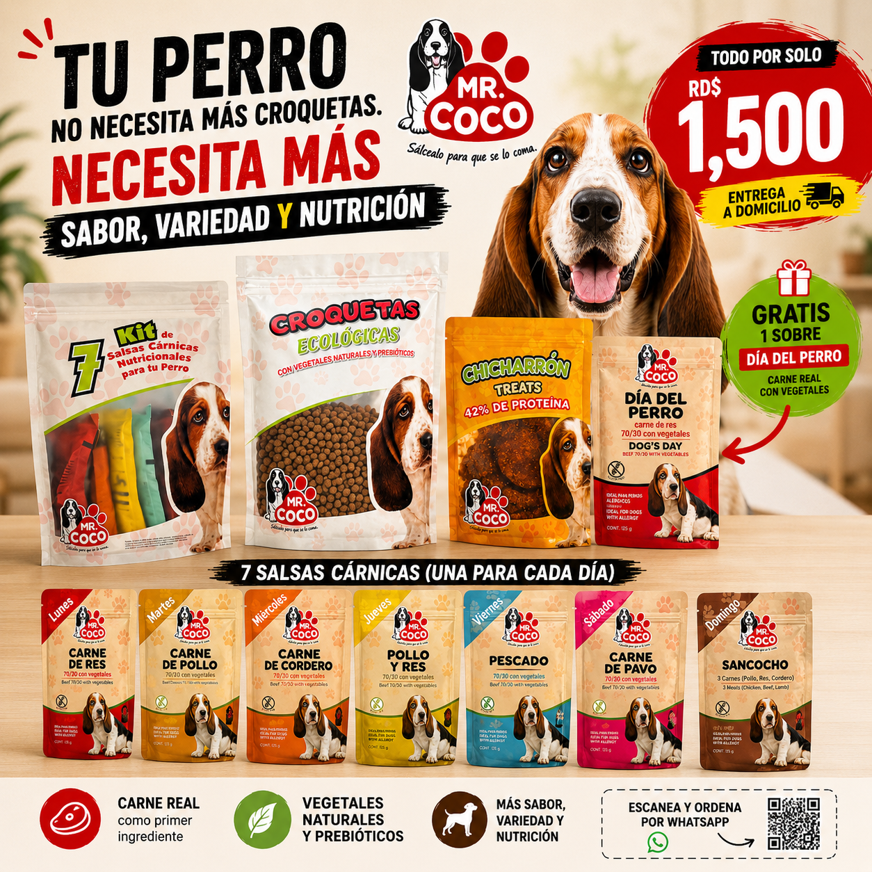 COMBO MR. COCO® – 7 Salsas + Croquetas + Chicharrón + Regalo Especial