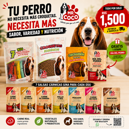 COMBO MR. COCO® – 7 Salsas + Croquetas + Chicharrón + Regalo Especial