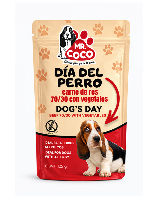 MR. COCO® Día del Perro – Carne de Res 70/30 con Vegetales | 125 g Descripción